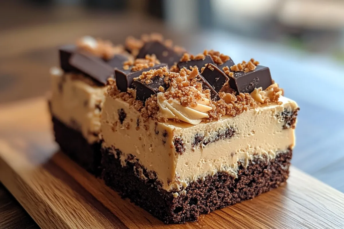Heath Bar Poke Cake with chocolate, caramel, and toffee topping, perfect for any celebration.
