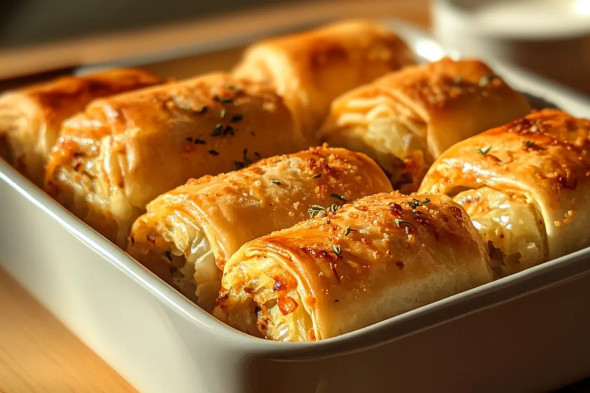 Authentic Polish Stuffed Cabbage Rolls (Gołąbki) with rice and meat in a rich tomato sauce. Traditional Polish dish for a hearty meal.