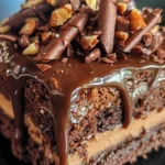 Mississippi Mud Cake with chocolate frosting, marshmallows, and pecans