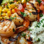 Grilled Shrimp: Juicy grilled shrimp with a golden sear, ready to be served in a bowl.