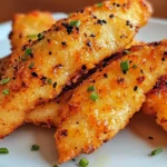 Air Fryer Honey Butter Garlic Chicken Tenders served with a side of dipping sauce