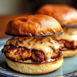 Crock Pot Ranch Chicken Sandwiches on a toasted bun, topped with creamy ranch sauce and shredded cheese. Perfect comfort food recipe.