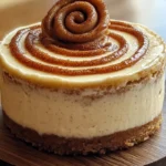 Cinnamon Roll Honeybun Cheesecake with cinnamon swirl and honeybun glaze on top