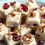 White Chocolate Cranberry Pecan Clusters - Festive treats with cranberries, pecans, and creamy white chocolate