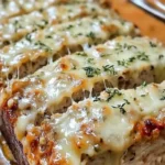 Garlic Parmesan Chicken Meatloaf fresh out of the oven, golden brown and juicy