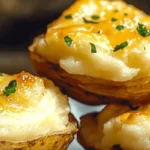 Crispy Cheesy Mashed Potato Puffs fresh out of the oven with a golden-brown exterior and creamy center.