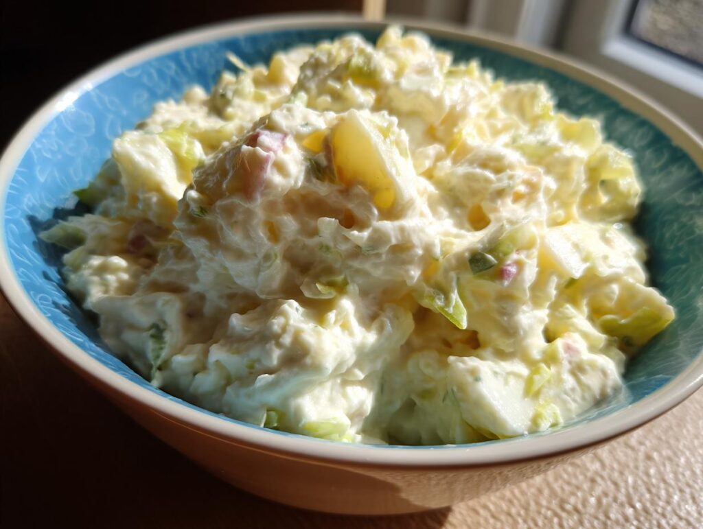 Close-up of a bowl filled with creamy Cheesy Colcannon Dip, a delicious appetizer.